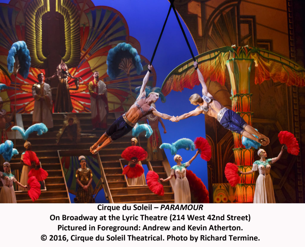 Photo: PARAMOUR on Broadway - A Cirque du Soleil Musical; Cast: Indigo: Ruby Lewis A.J.: Jeremy Kushnier Joey: Ryan Vona B-Roll video shoot photographed: Monday, May 2, 2016; 10:30 AM at the Lyric Theatre/Broadway, New York; Photograph: © 2016 RICHARD TERMINE PHOTO CREDIT - RICHARD TERMINE
